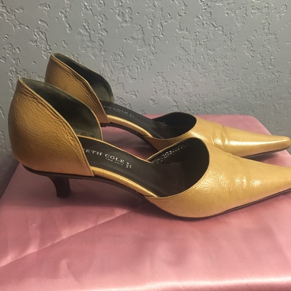 mustard kitten heel shoes